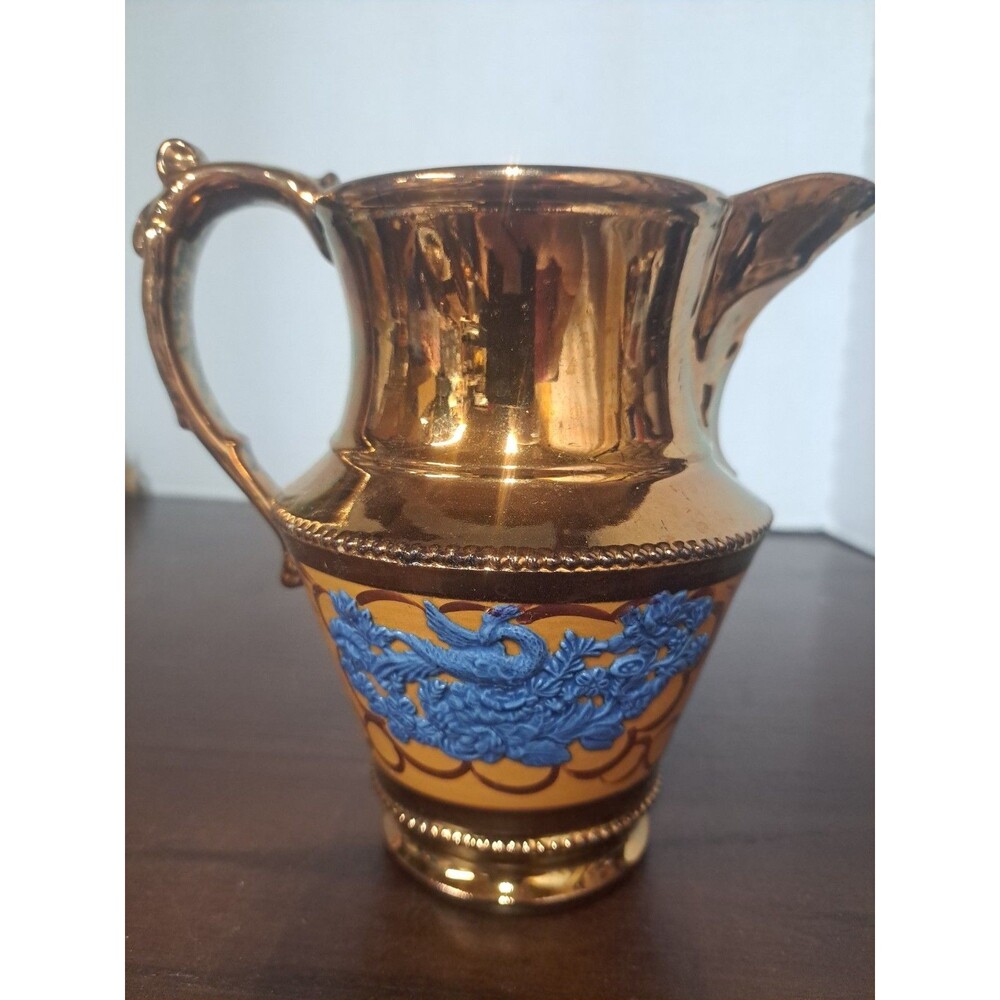 Early 19th Century English Copper Luterware Pitcher  Metallic Copper Glaze...